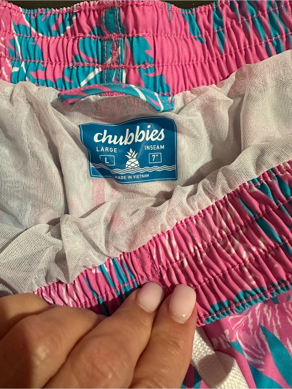 chubbies Pink Teal Blue Gradient Tiger Print Swim Trunks